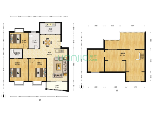 浦东花园 3室1厅2卫 131平方
