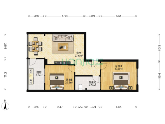 兰州市生态环境局三号家属院 2室1厅1卫 50平方