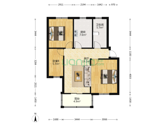 力博小区 3室1厅1卫 76平方
