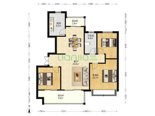 沈丘建业新筑 3室2厅1卫 116平方
