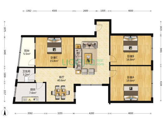 东新巷38号附1号 3室1厅1卫 127平方