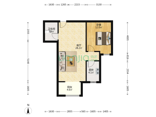 金鼎园 1室1厅1卫 72平方
