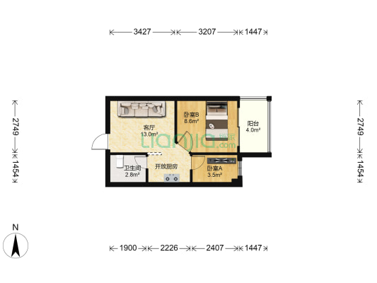 嘉华新城 2室1厅1卫 39平方