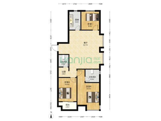 国投赞城五期 3室1厅2卫 118平方