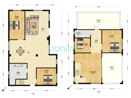 翠亨村 5室1厅1卫 239平方