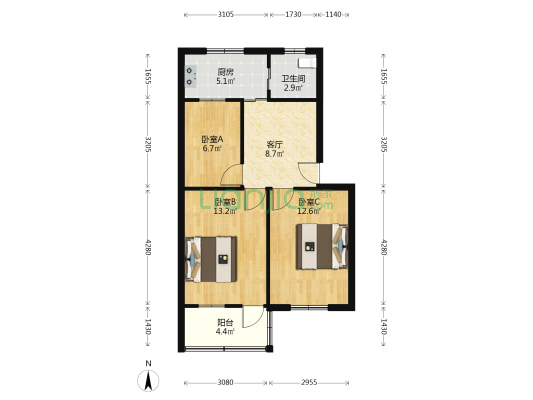 大学路35号 3室1厅1卫 66平方