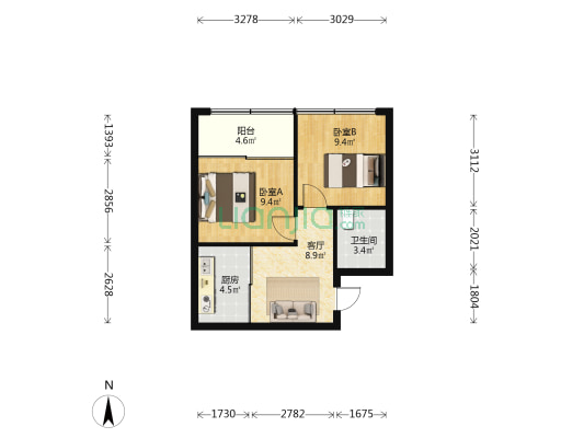 洁丽雅苑 2室1厅1卫 55平方