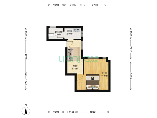 惠雅阁 1室1厅1卫 38平方