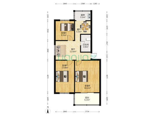 通顺巷 3室2厅1卫 85平方