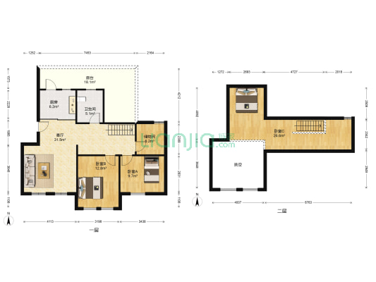 湛园 3室1厅1卫 87平方