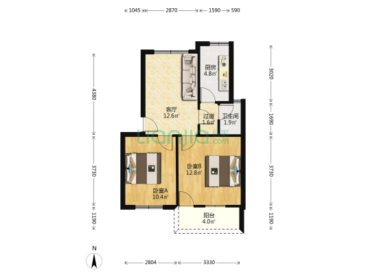 中山北路47号 2室1厅1卫 57平方