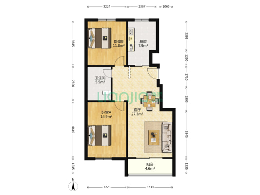 春城花园 2室1厅1卫 90平方