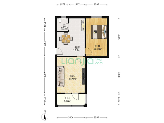 白云区龚家寨塔山西路 1室1厅1卫 60平方