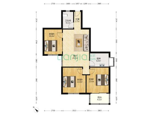 杨园新村 3室1厅1卫 97平方