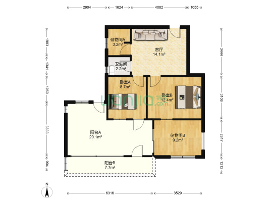 煤建四处 2室1厅1卫 55平方