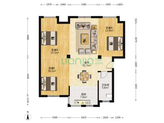 弘盛华庭(牟平) 3室1厅1卫 104平方