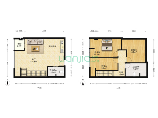 国喜喀斯特广场 2室1厅2卫 90平方