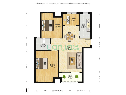 天瑞绿洲 3室1厅1卫 97平方