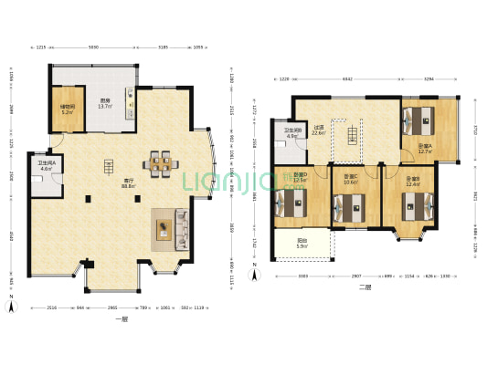 竹福园 4室1厅2卫 217平方