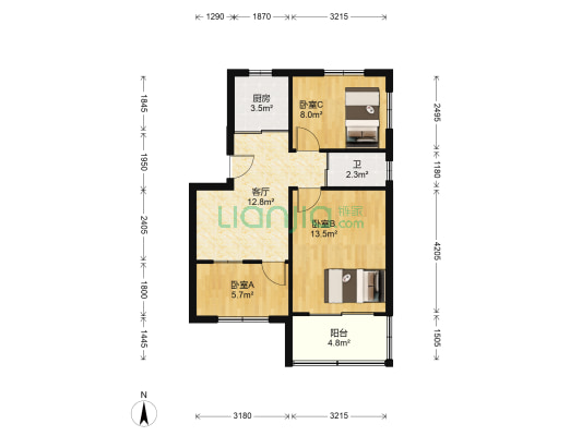 能仁里2号 3室1厅1卫 65平方