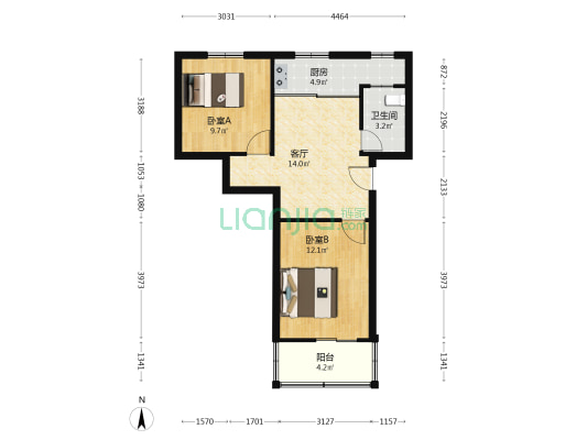 茶厂小区 2室1厅1卫 57平方