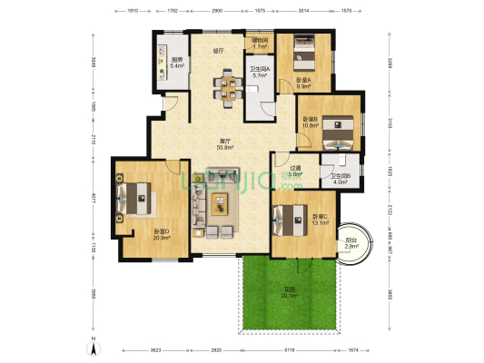 開世嘉年一期 4室1厅2卫 180平方