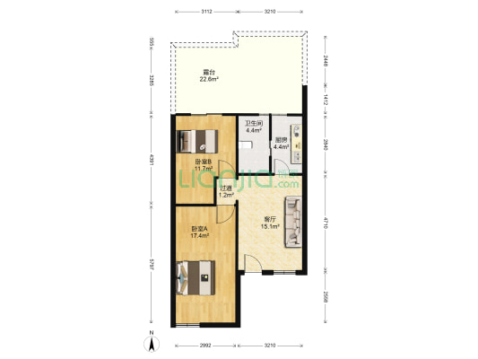 人民路637号 2室1厅1卫 68平方