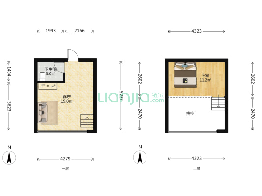 北海金石明珠公寓 1室1厅1卫 29平方