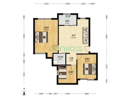 会馆弄9号 3室1厅1卫 89平方