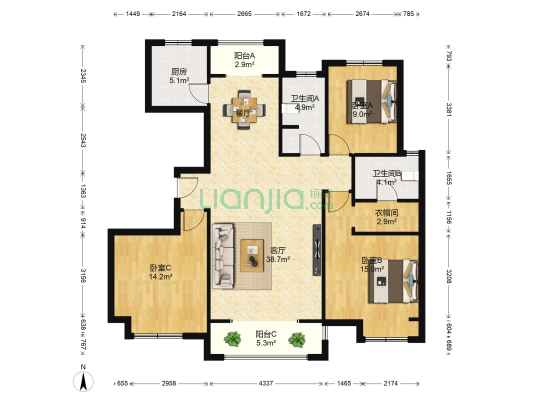 东方今典御府 3室1厅2卫 141平方