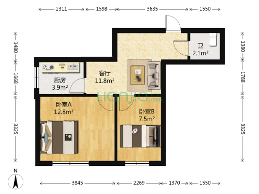 远东小区 2室1厅1卫 60平方