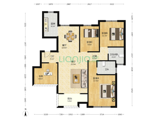 海阳星苑 4室2厅2卫 137平方
