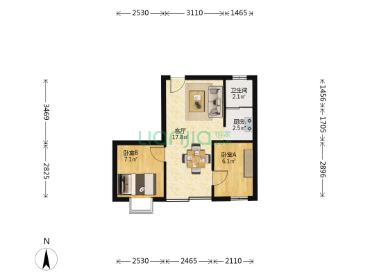 福泉雅居 2室1厅1卫 44平方