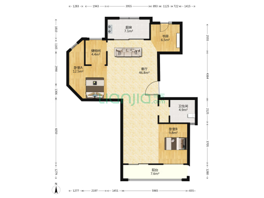 宏地温州府 3室1厅1卫 153平方
