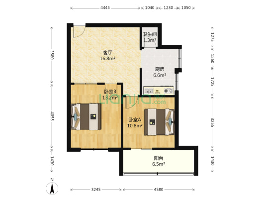 电信局宿舍 2室1厅1卫 71平方