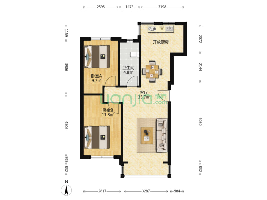 水仙公馆二期 2室1厅1卫 80平方