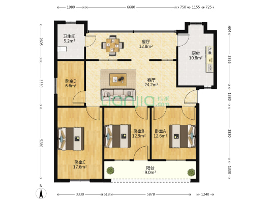 襄州区供销社大庆西路家属院 4室2厅1卫 130平方