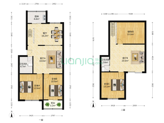 天宝花园 3室3厅2卫 120平方
