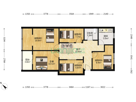 太升北路5号 1室1厅1卫 85平方