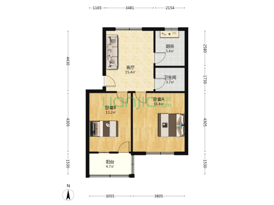 物资局家属院 2室1厅1卫 70平方