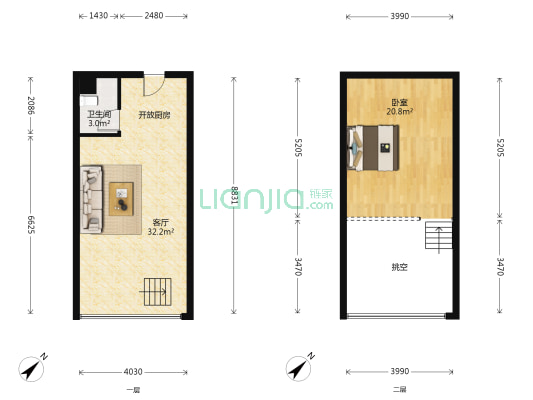 新和领航 1室1厅1卫 51平方