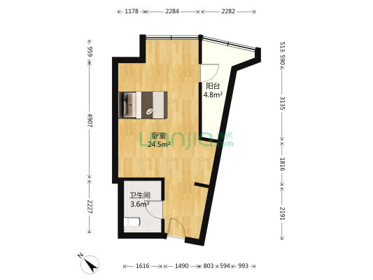 索尔龙舟 1室0厅1卫 42平方