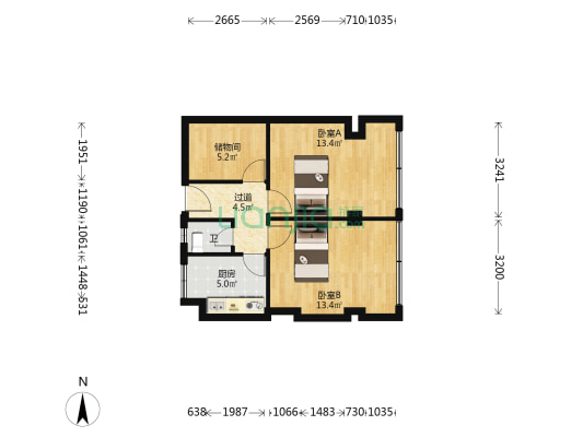 人民东路36号 2室0厅1卫 44平方
