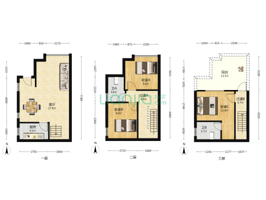 雅居乐灏湖居 3室1厅2卫 97平方