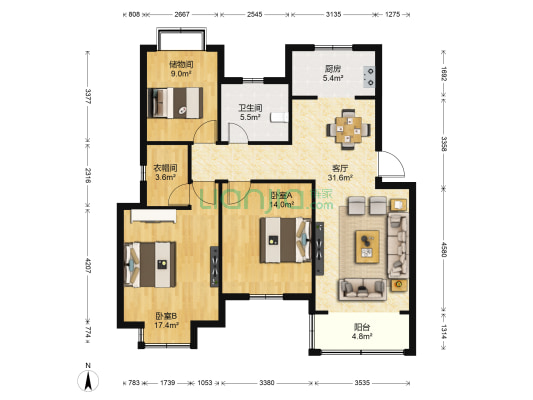 花家浜新村 2室1厅1卫 116平方