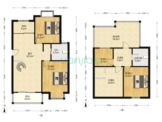 阳光美地 4室1厅2卫 131平方