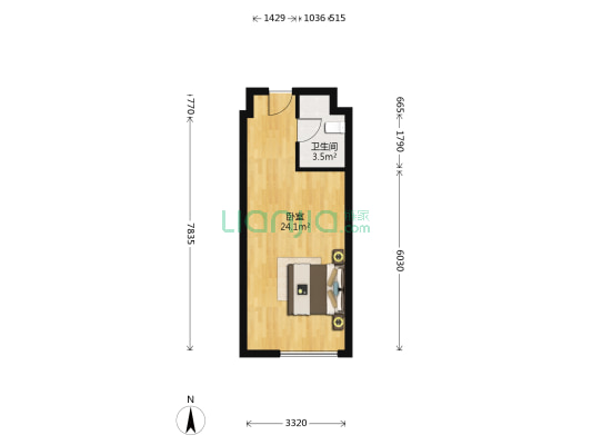 恒信双玺台 1室0厅1卫 42平方