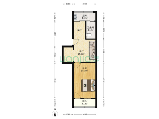 花山湾新村二区 1室1厅1卫 47平方