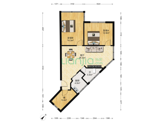 馨怡花苑 2室1厅1卫 78平方