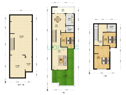 海德壹号院 3室2厅2卫 129平方